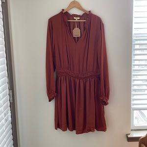 Burnt Orange Boho Long Sleeved Dress